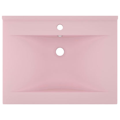 Luxury Basin with Faucet Hole Matt Pink 60x46 cm Ceramic