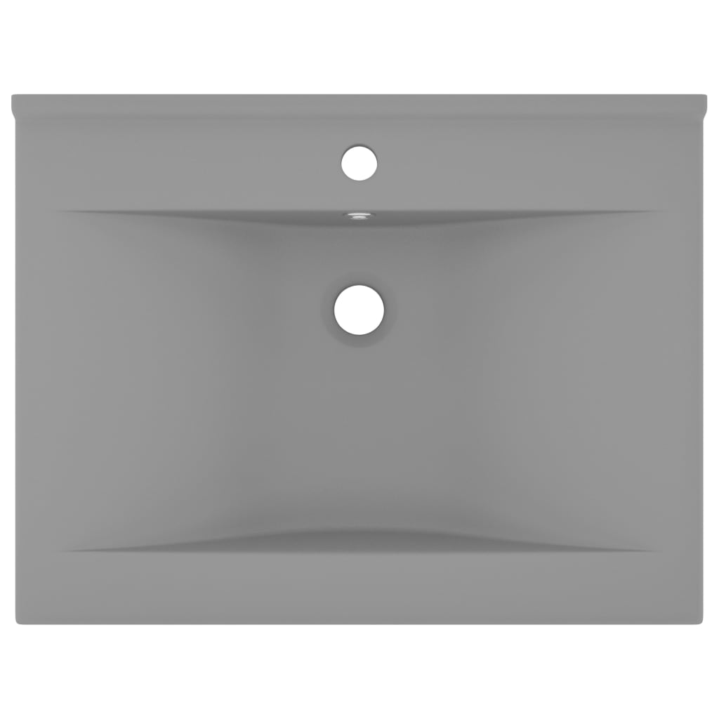 Luxury Basin with Faucet Hole Matt Light Grey 60x46 cm Ceramic