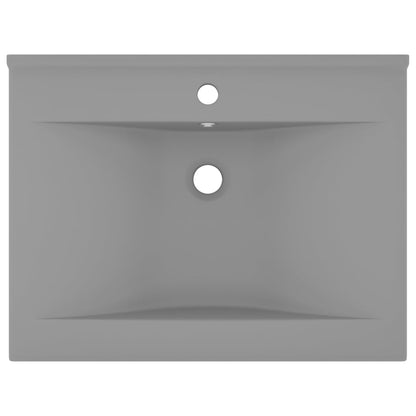 Luxury Basin with Faucet Hole Matt Light Grey 60x46 cm Ceramic