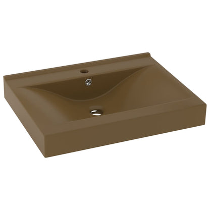 Luxury Basin with Faucet Hole Matt Cream 60x46 cm Ceramic