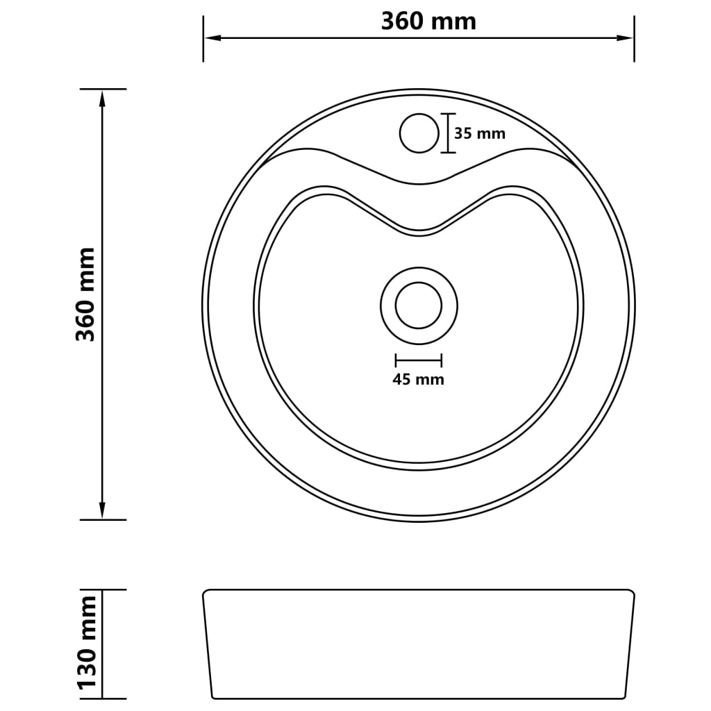 Luxury Wash Basin with Overflow Matt White 36x13 cm Ceramic