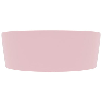 Luxury Wash Basin with Overflow Matt Pink 36x13 cm Ceramic