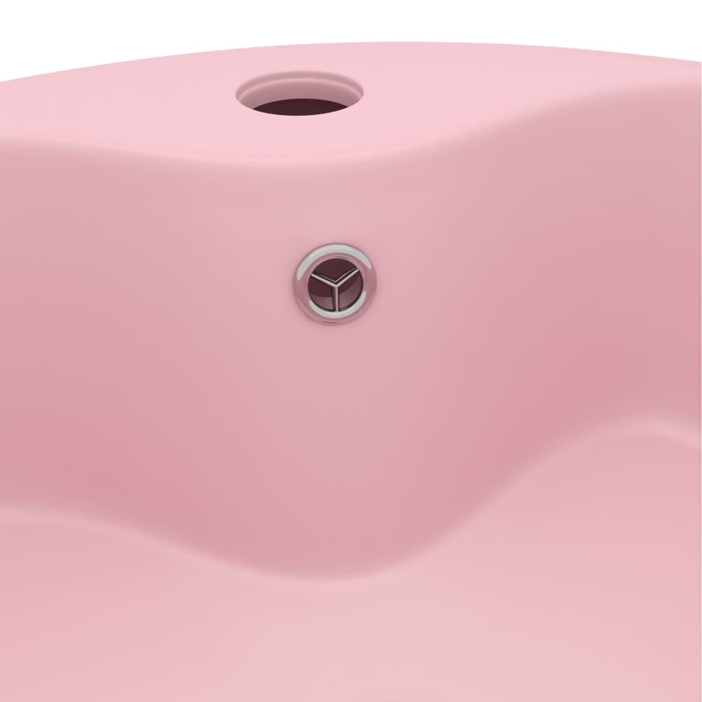 Luxury Wash Basin with Overflow Matt Pink 36x13 cm Ceramic