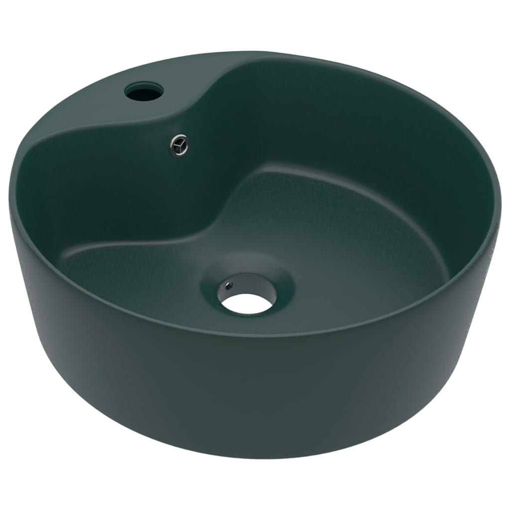 Luxury Wash Basin with Overflow Matt Dark Green 36x13 cm Ceramic