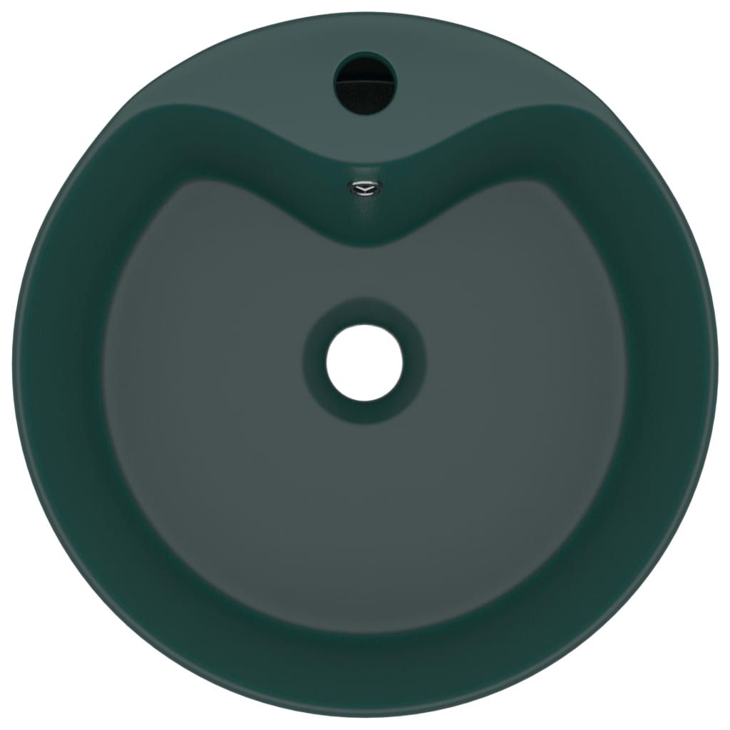 Luxury Wash Basin with Overflow Matt Dark Green 36x13 cm Ceramic