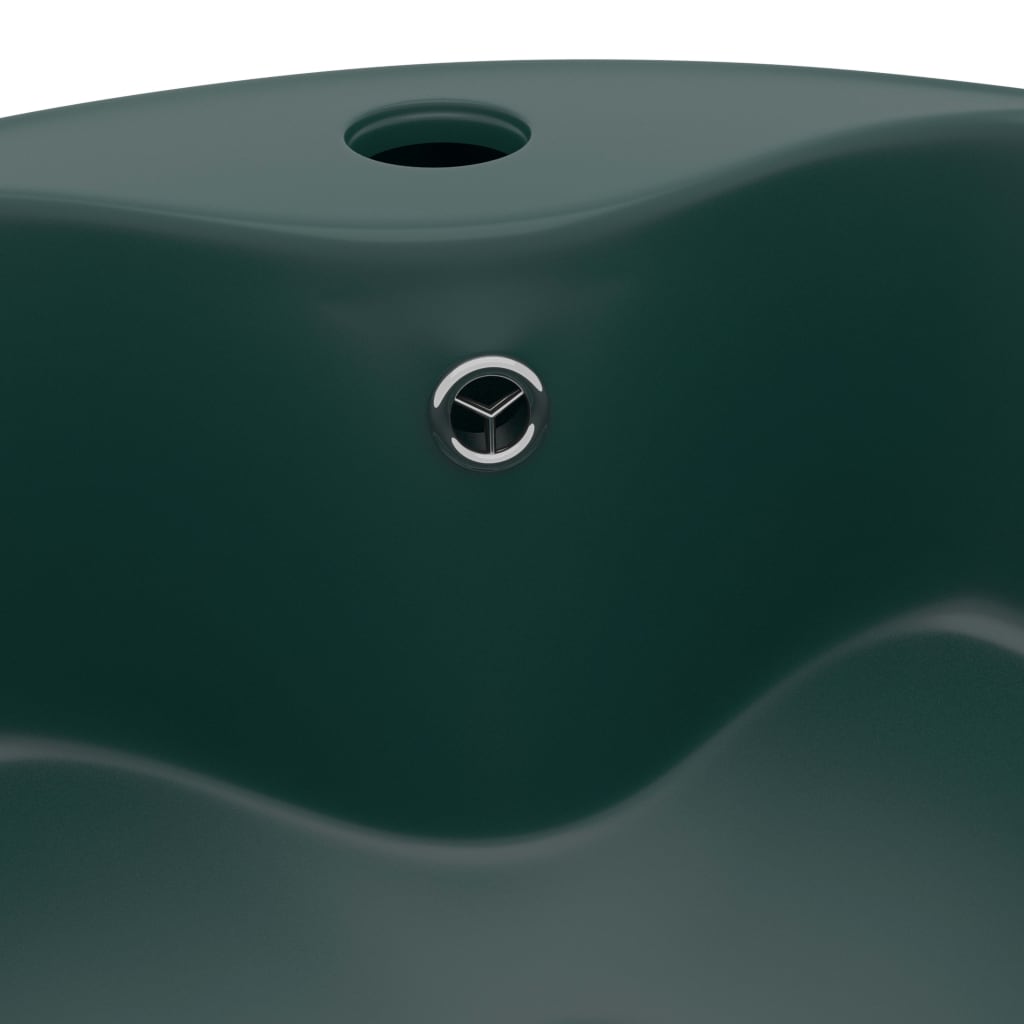 Luxury Wash Basin with Overflow Matt Dark Green 36x13 cm Ceramic