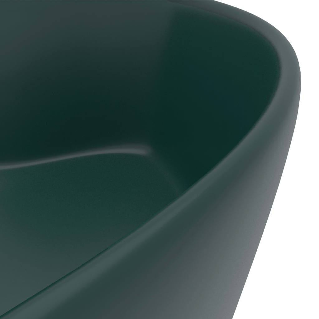 Luxury Wash Basin with Overflow Matt Dark Green 36x13 cm Ceramic