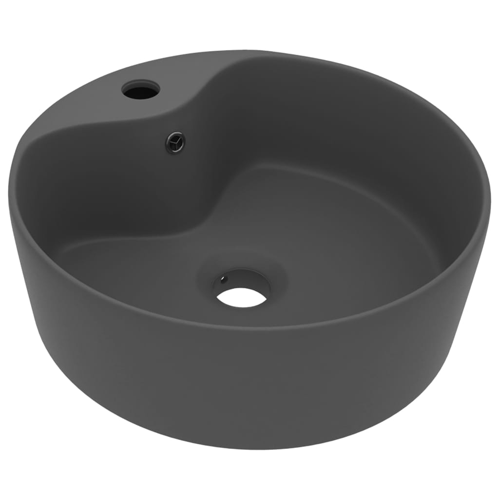 Luxury Wash Basin with Overflow Matt Dark Grey 36x13 cm Ceramic