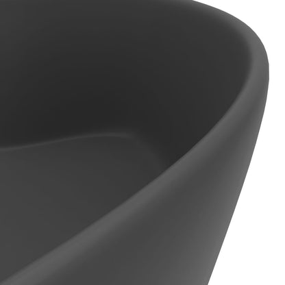 Luxury Wash Basin with Overflow Matt Dark Grey 36x13 cm Ceramic