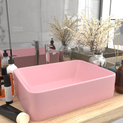 Luxury Wash Basin Matt Pink 41x30x12 cm Ceramic