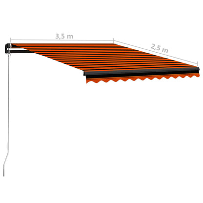 Manual Retractable Awning with LED 350x250 cm Orange and Brown