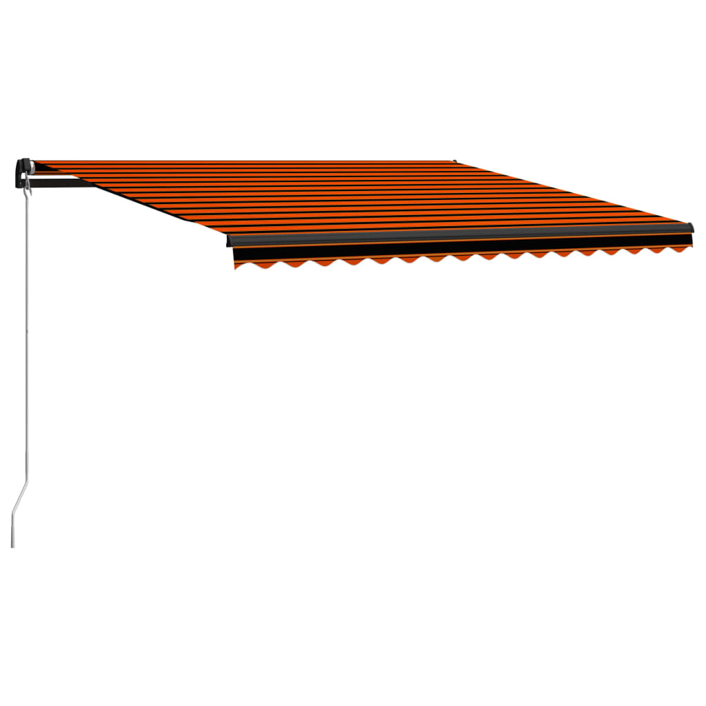 Manual Retractable Awning with LED 400x300 cm Orange and Brown