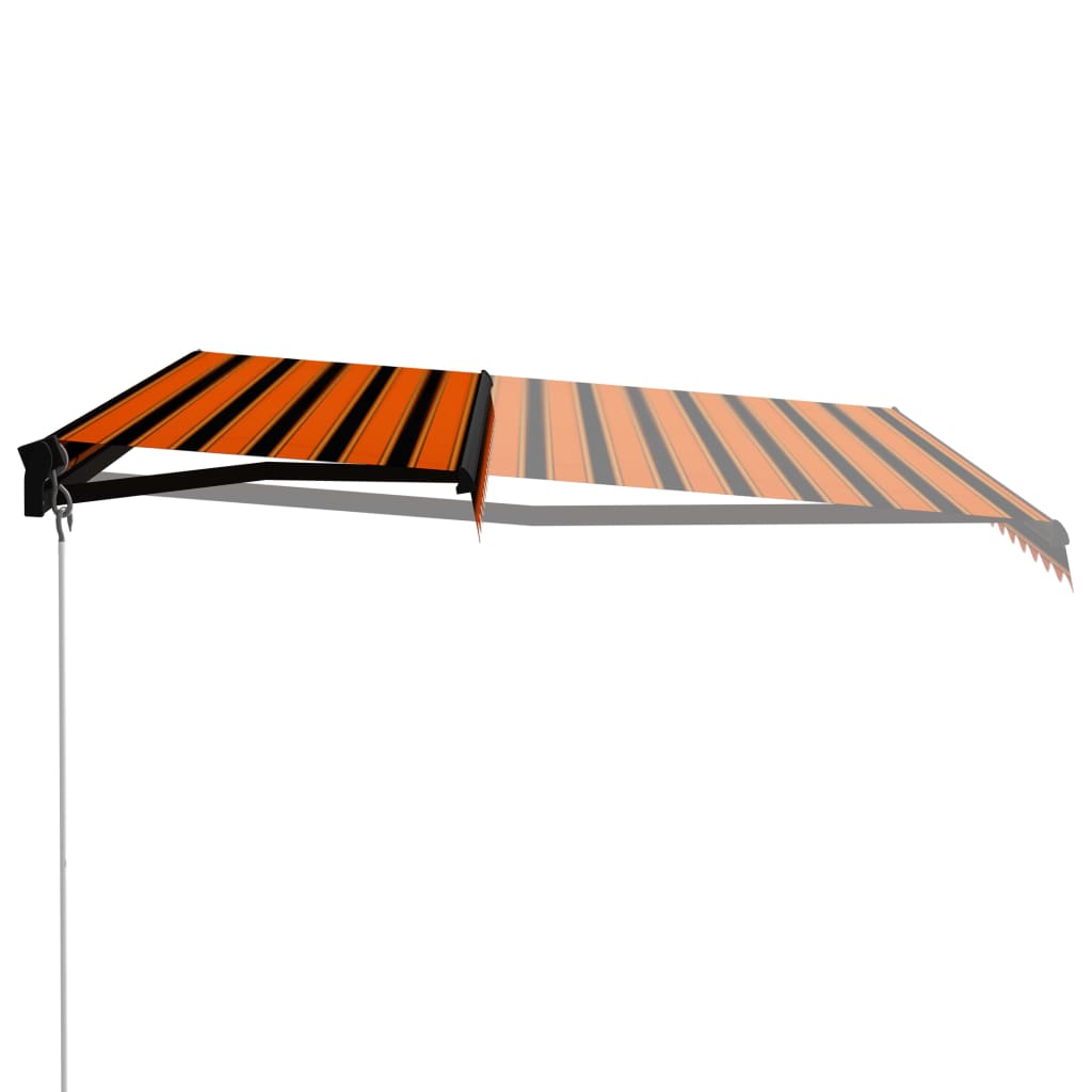 Manual Retractable Awning with LED 400x300 cm Orange and Brown