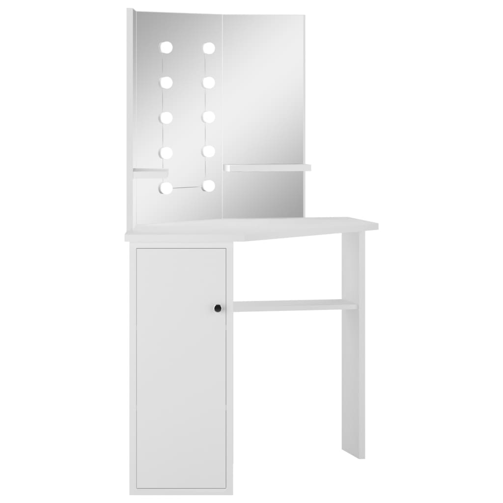 Corner Dressing Table Make-up Table with LED Light White