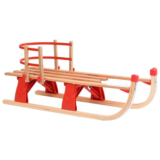 Folding Snow Sledge with Backrest 119 cm Wood