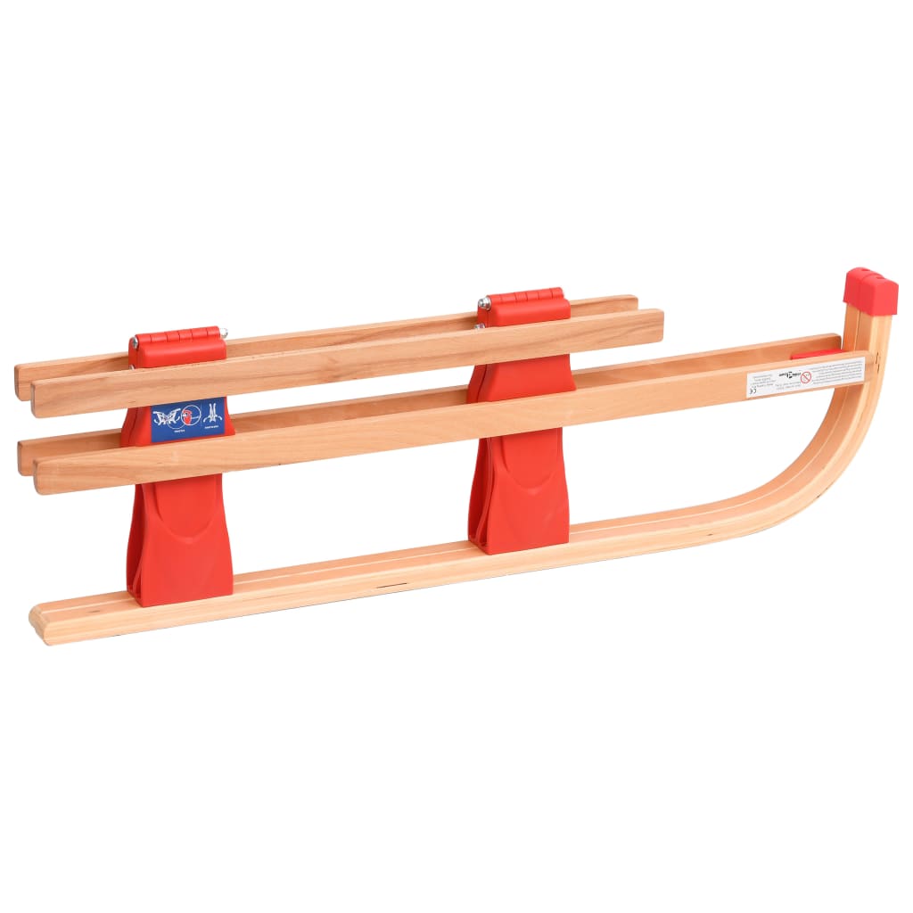 Folding Snow Sledge with Backrest 119 cm Wood