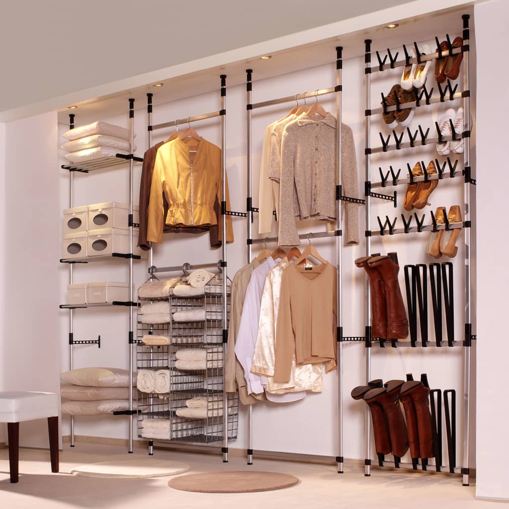 Telescopic Wardrobe System with Rods Aluminium