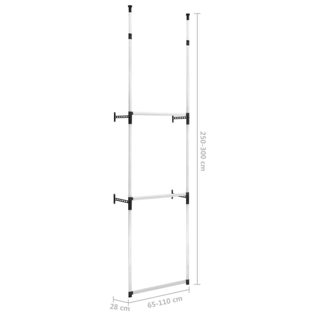 Telescopic Wardrobe System with Rods Aluminium