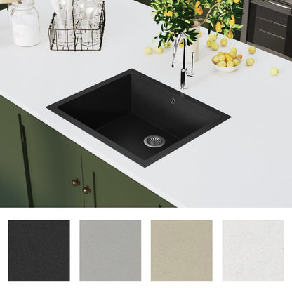 Kitchen Sink with Overflow Hole Black Granite