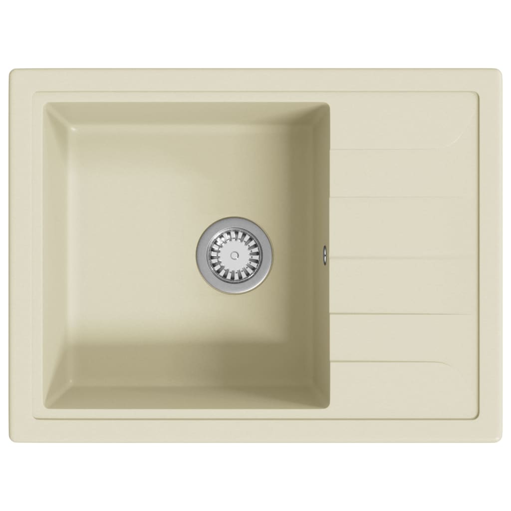 Kitchen Sink with Overflow Hole Oval Beige Granite