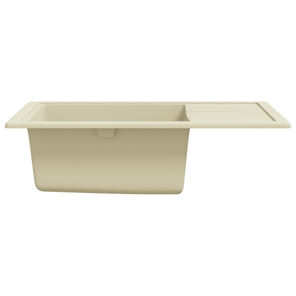 Kitchen Sink with Overflow Hole Oval Beige Granite