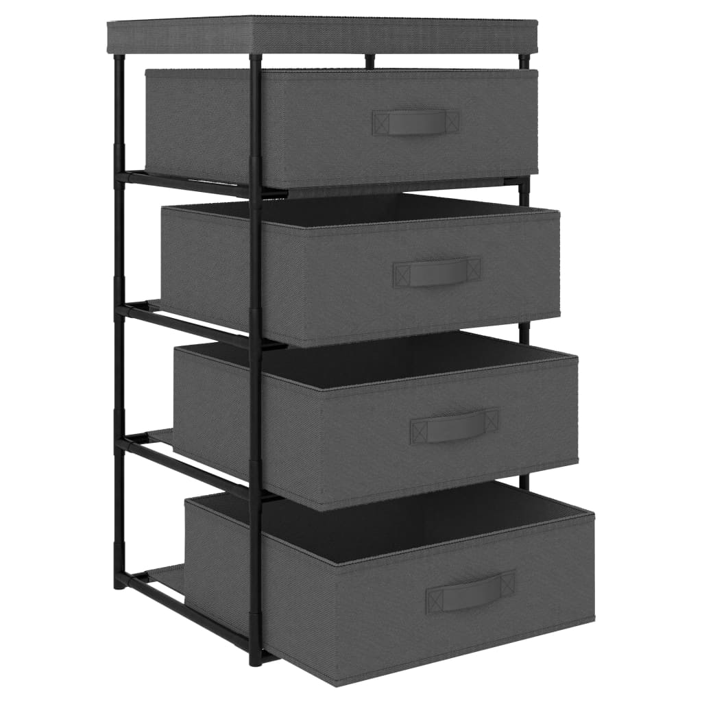 Storage Rack with 4 Fabric Baskets Steel Grey