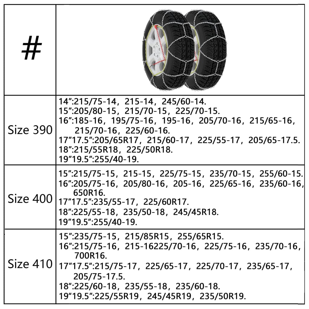 Car Tyre Snow Chains 2 pcs 9 mm KN60