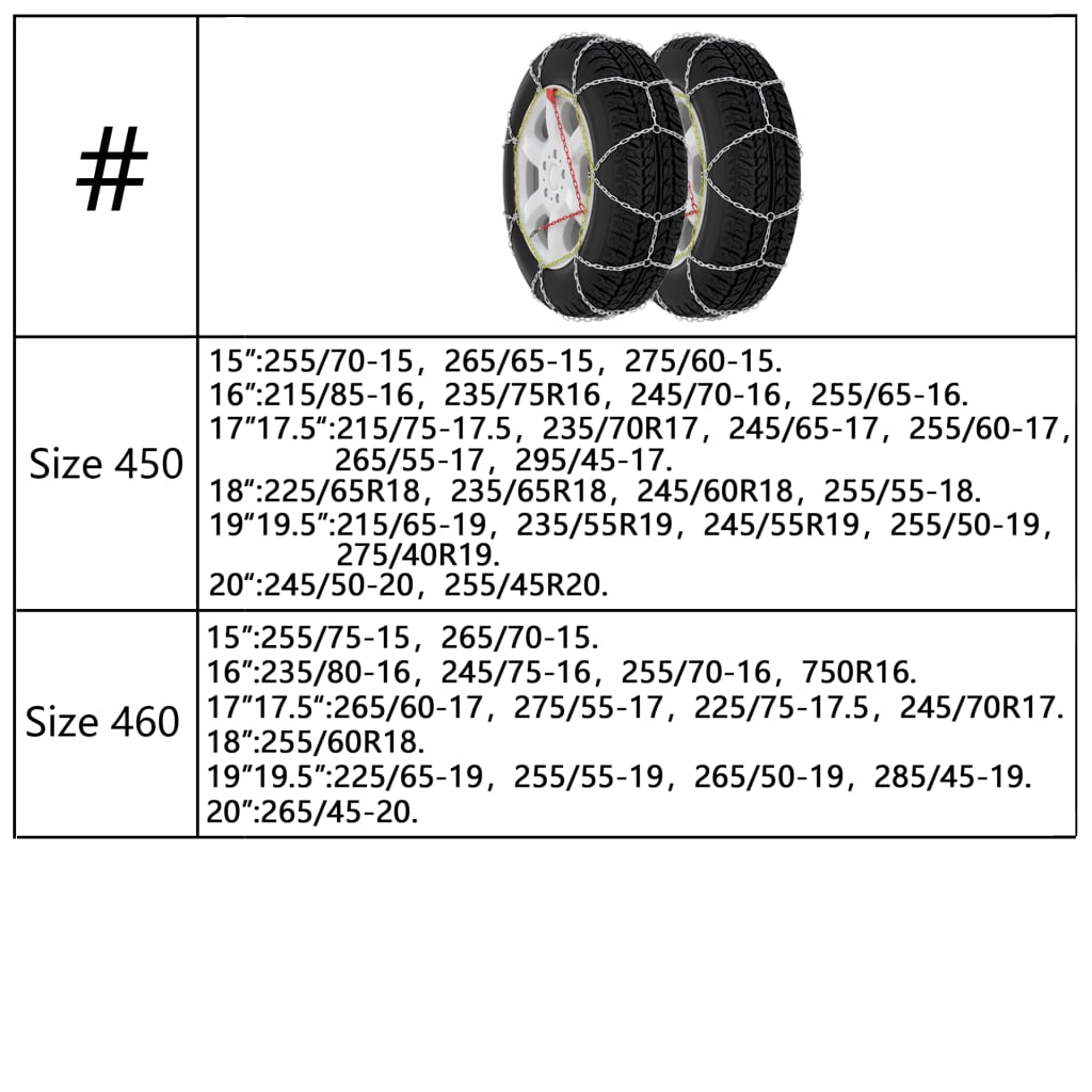 Car Tyre Snow Chains 2 pcs 9 mm KN60