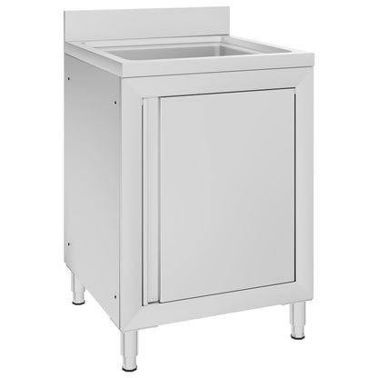 Commercial Kitchen Sink Cabinet 60x60x96 cm Stainless Steel