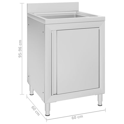 Commercial Kitchen Sink Cabinet 60x60x96 cm Stainless Steel