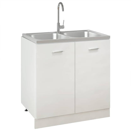 Kitchen Sink with Double Basins Silver 800x500x155 mm Stainless Steel