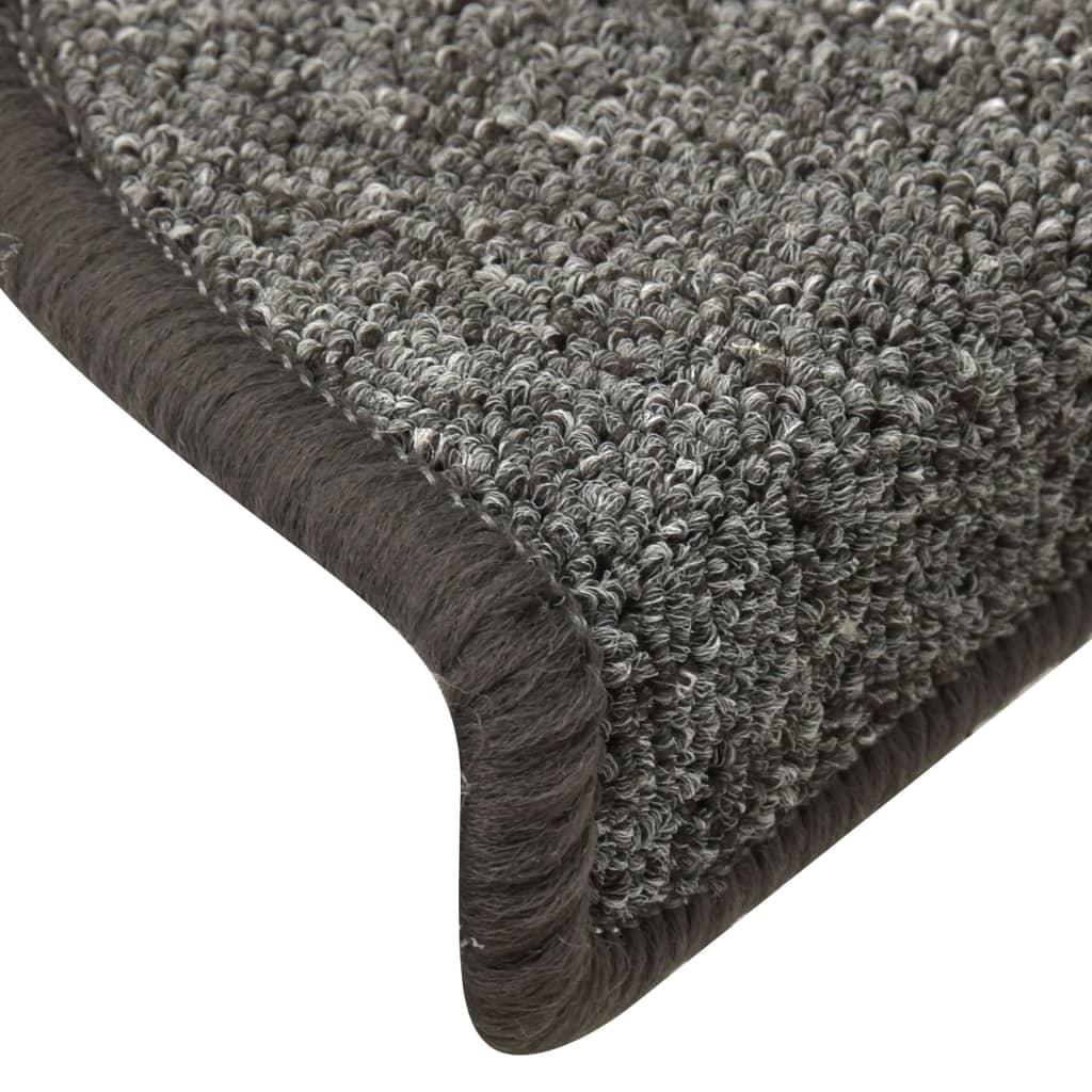 Carpet Stair Treads 15 pcs Dark Grey 56x17x3 cm