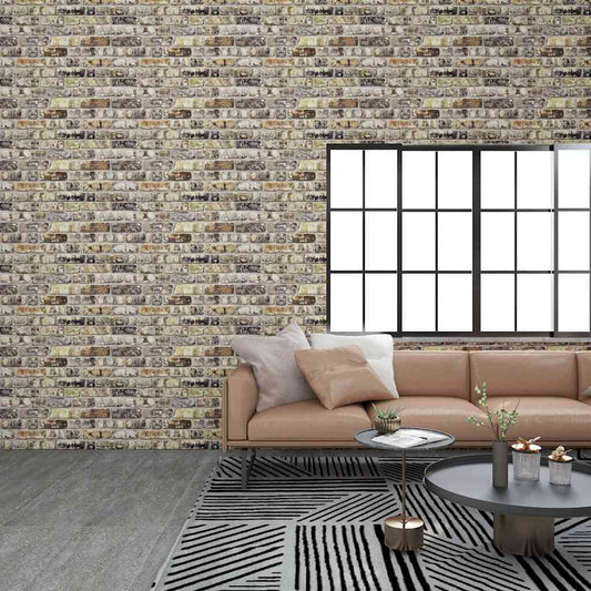 3D Wall Panels with Multicolour Brick Design 10 pcs EPS