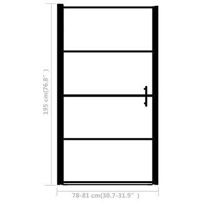 Shower Door Frost Tempered Glass 81x195 cm Black