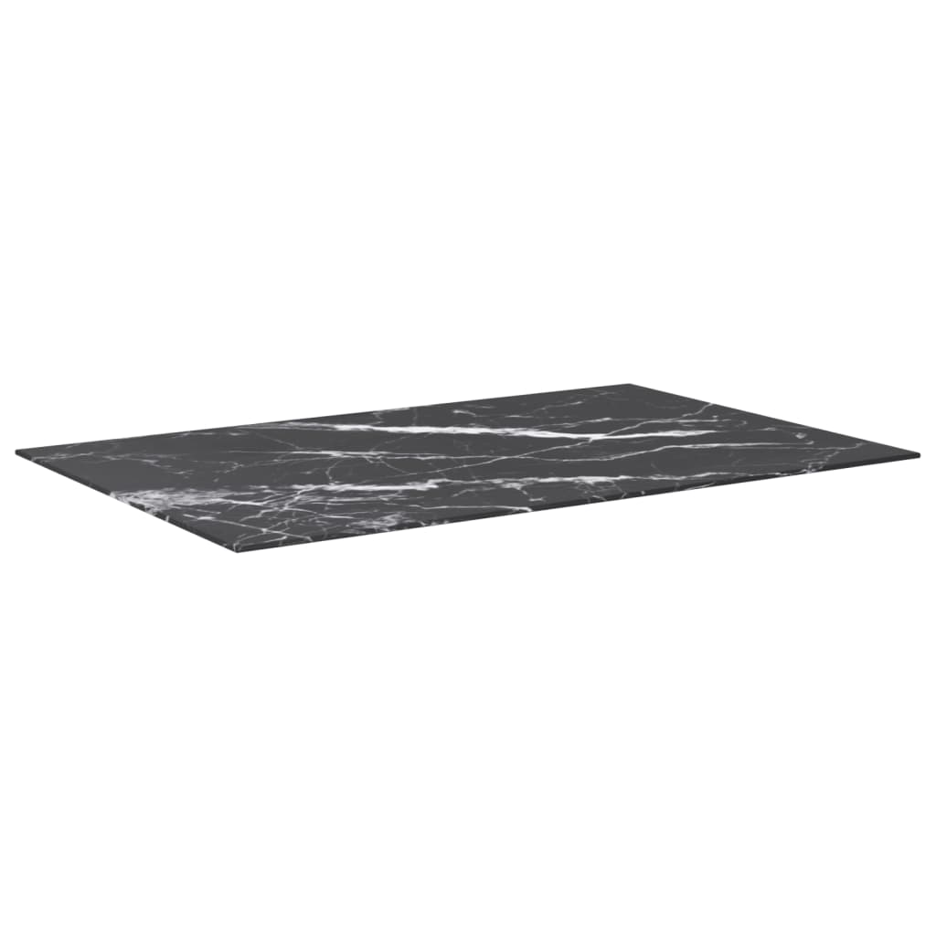 Table Top Black 100x62 cm 8mm Tempered Glass with Marble Design