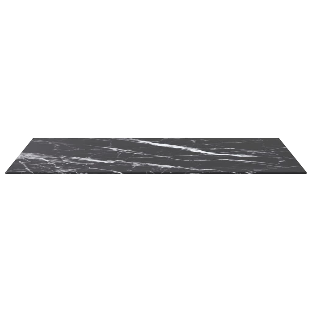 Table Top Black 100x62 cm 8mm Tempered Glass with Marble Design