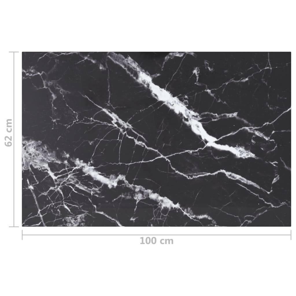 Table Top Black 100x62 cm 8mm Tempered Glass with Marble Design