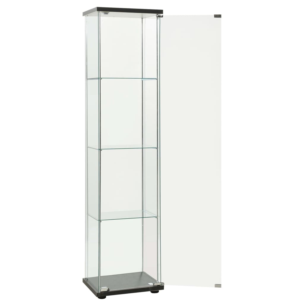 Storage Cabinet Tempered Glass Black