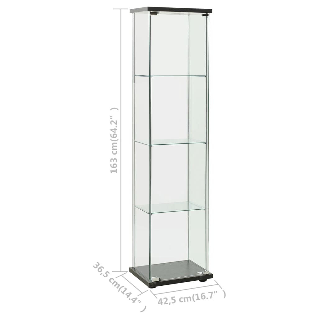 Storage Cabinet Tempered Glass Black