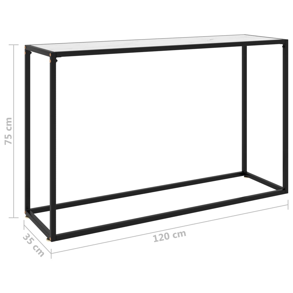 Console Table White 120x35x75 cm Tempered Glass