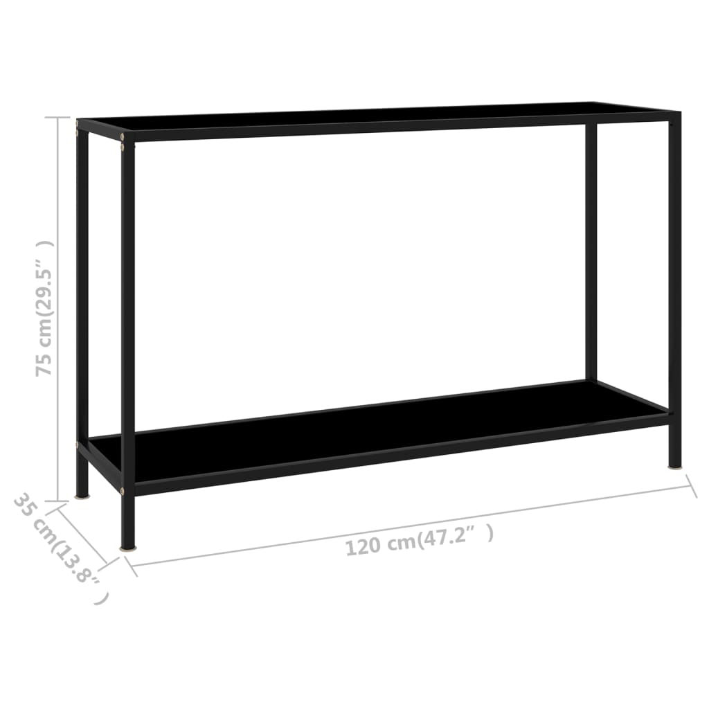 Console Table Black 120x35x75 cm Tempered Glass