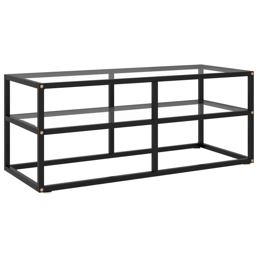 TV Cabinet Black with Tempered Glass 100x40x40 cm