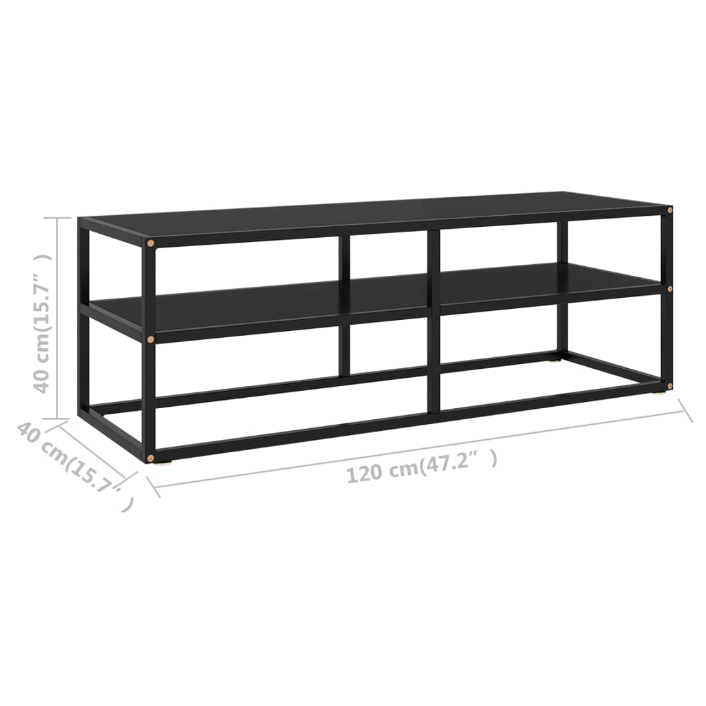 TV Cabinet Black with Black Glass 120x40x40 cm