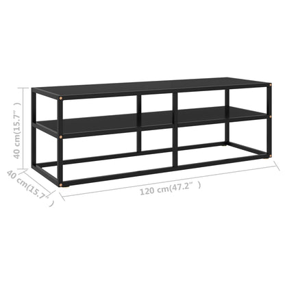 TV Cabinet Black with Black Glass 120x40x40 cm