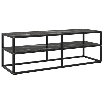 TV Cabinet Black with Black Marble Glass 120x40x40 cm