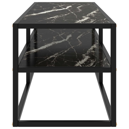 TV Cabinet Black with Black Marble Glass 120x40x40 cm