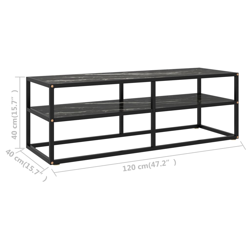 TV Cabinet Black with Black Marble Glass 120x40x40 cm