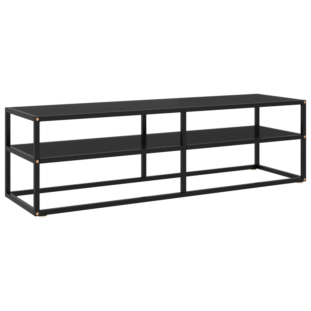 TV Cabinet Black with Black Glass 140x40x40 cm