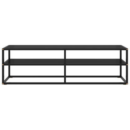 TV Cabinet Black with Black Glass 140x40x40 cm