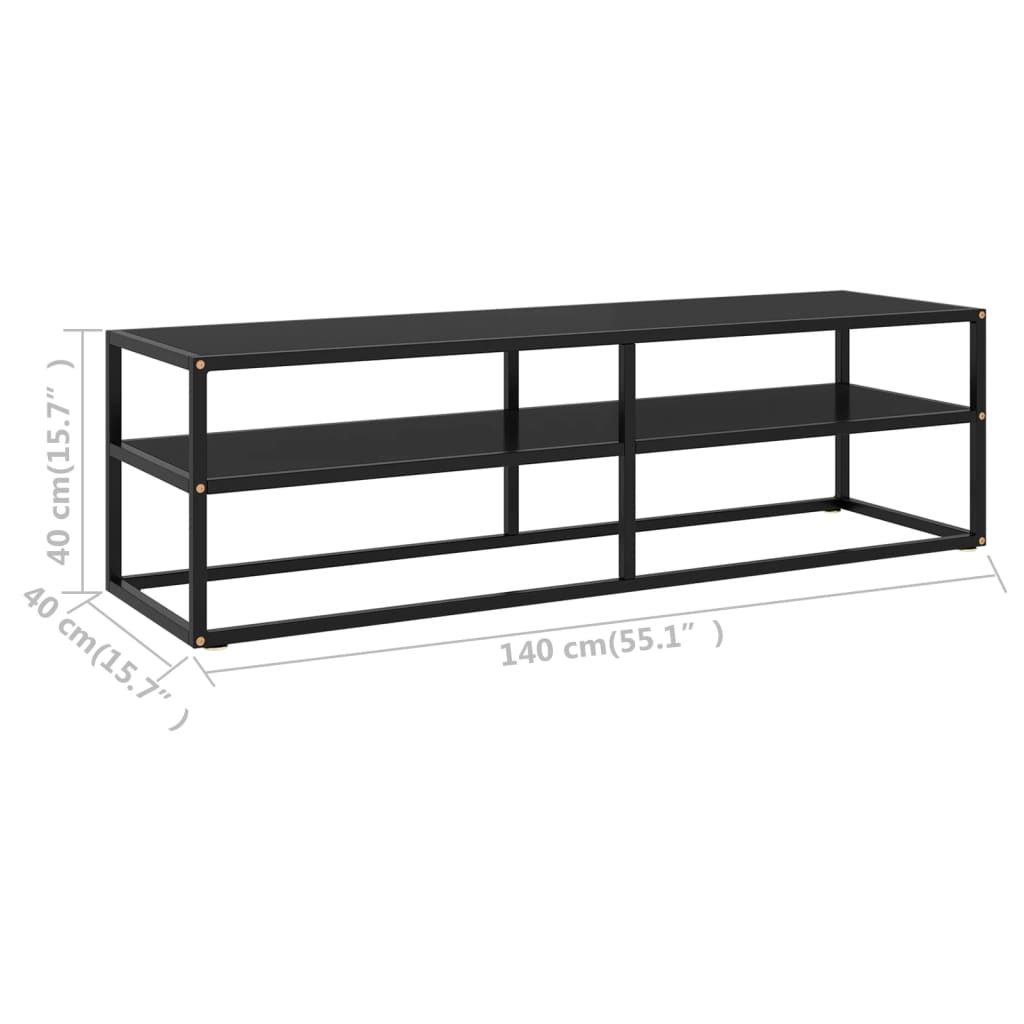 TV Cabinet Black with Black Glass 140x40x40 cm